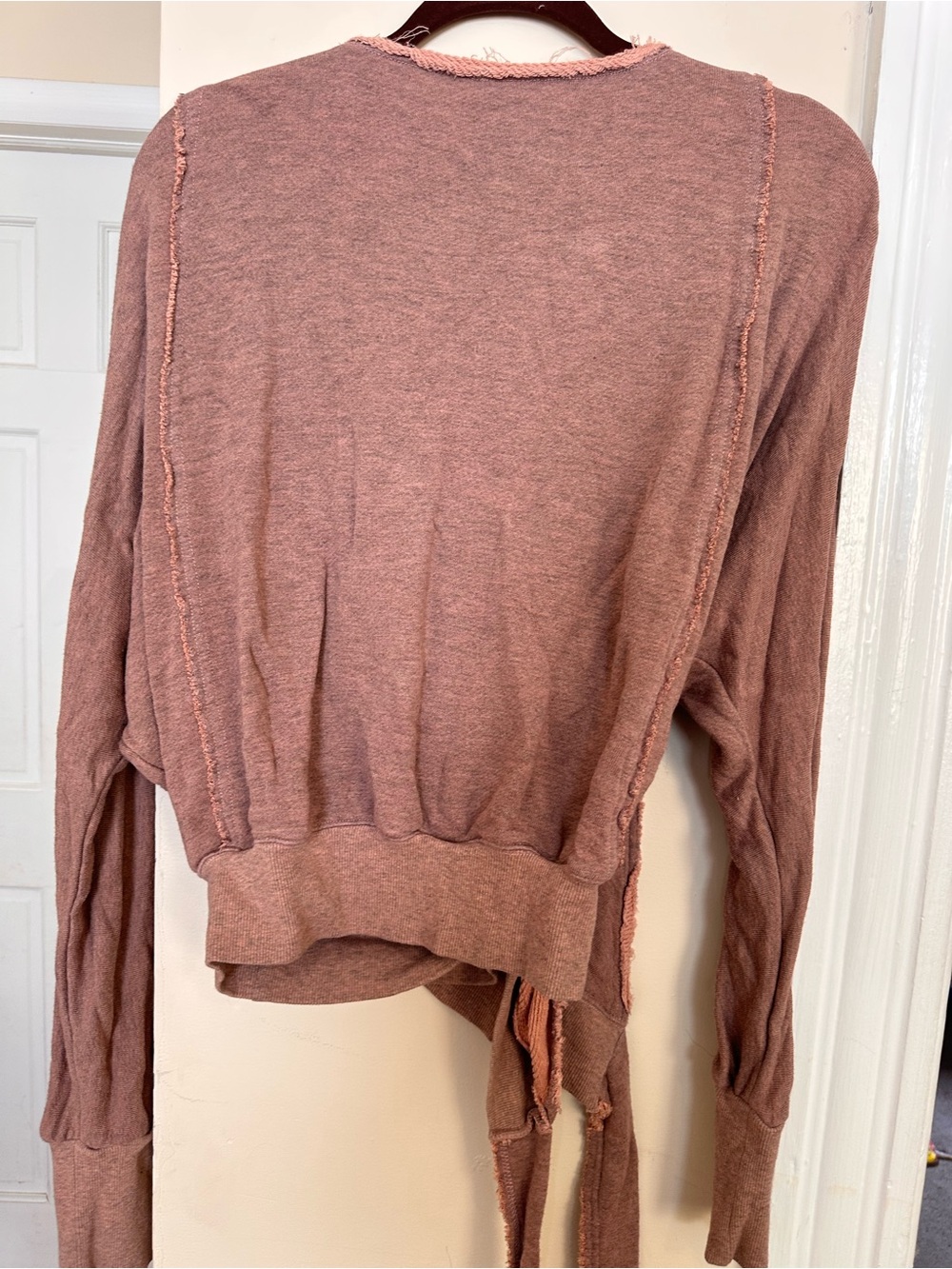 Free People Dusty Rose Wrap-Style V-Neck Sweater Size Medium - Picture 5 of 7